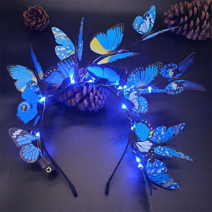 🦋 Diadema LED Mariposas  💡 Brilla con Alas Propias🔥 7 colores a elegir