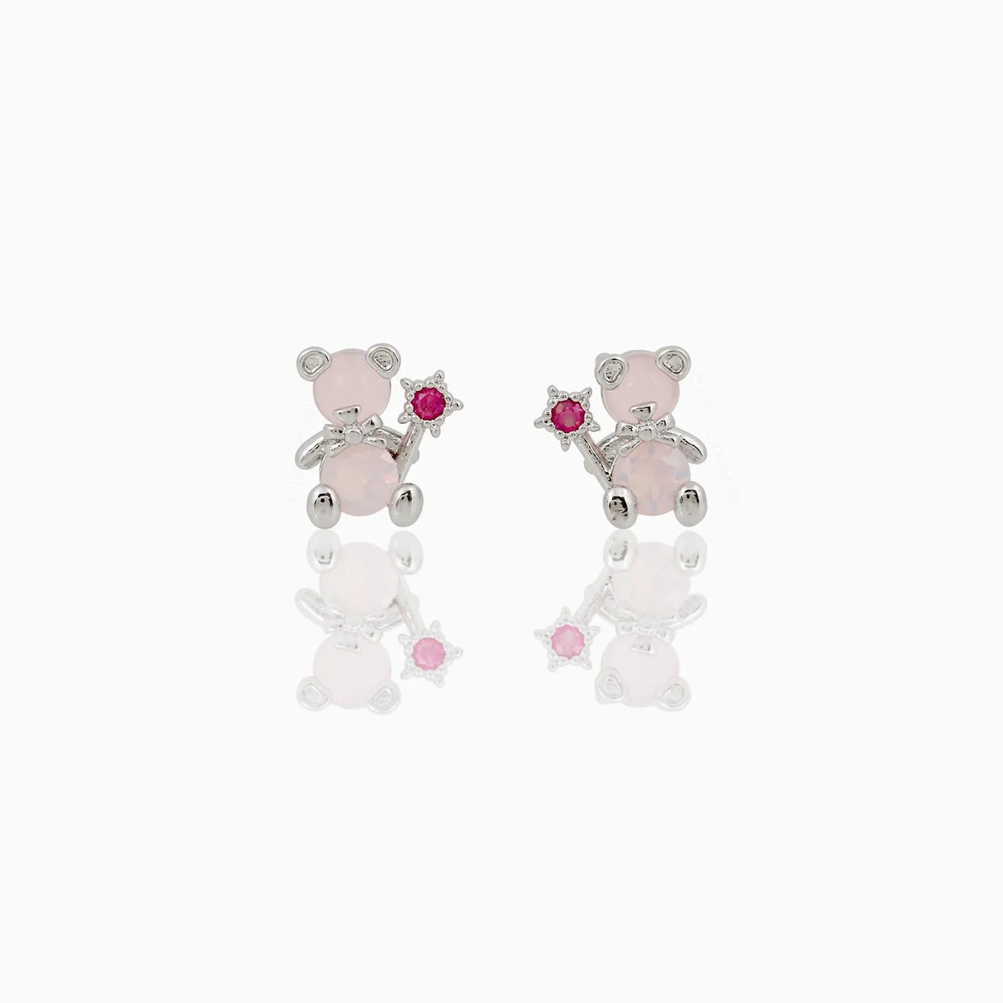 ✨Pendientes "Teddy Glow" 🧸 Ositos de Zirconia Rosa Dorados