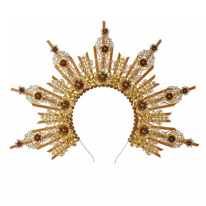 👼 Tocado Virgen Dorada Deluxe ✨Luz Mística en Estado Puro👑 12 variantes
