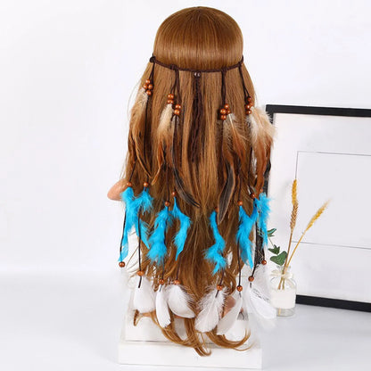 🕊️Diadema Boho de Plumas Naturales 🌵 Diosa del Desierto 🔥35 variantes