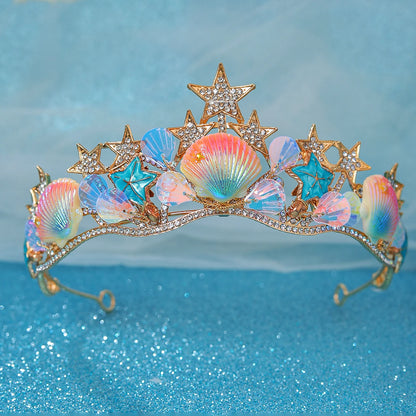 👸 Reinas del Océano 🧜‍♀️👑 – Coronas de conchas y estrellas🐚4 variantes a elegir
