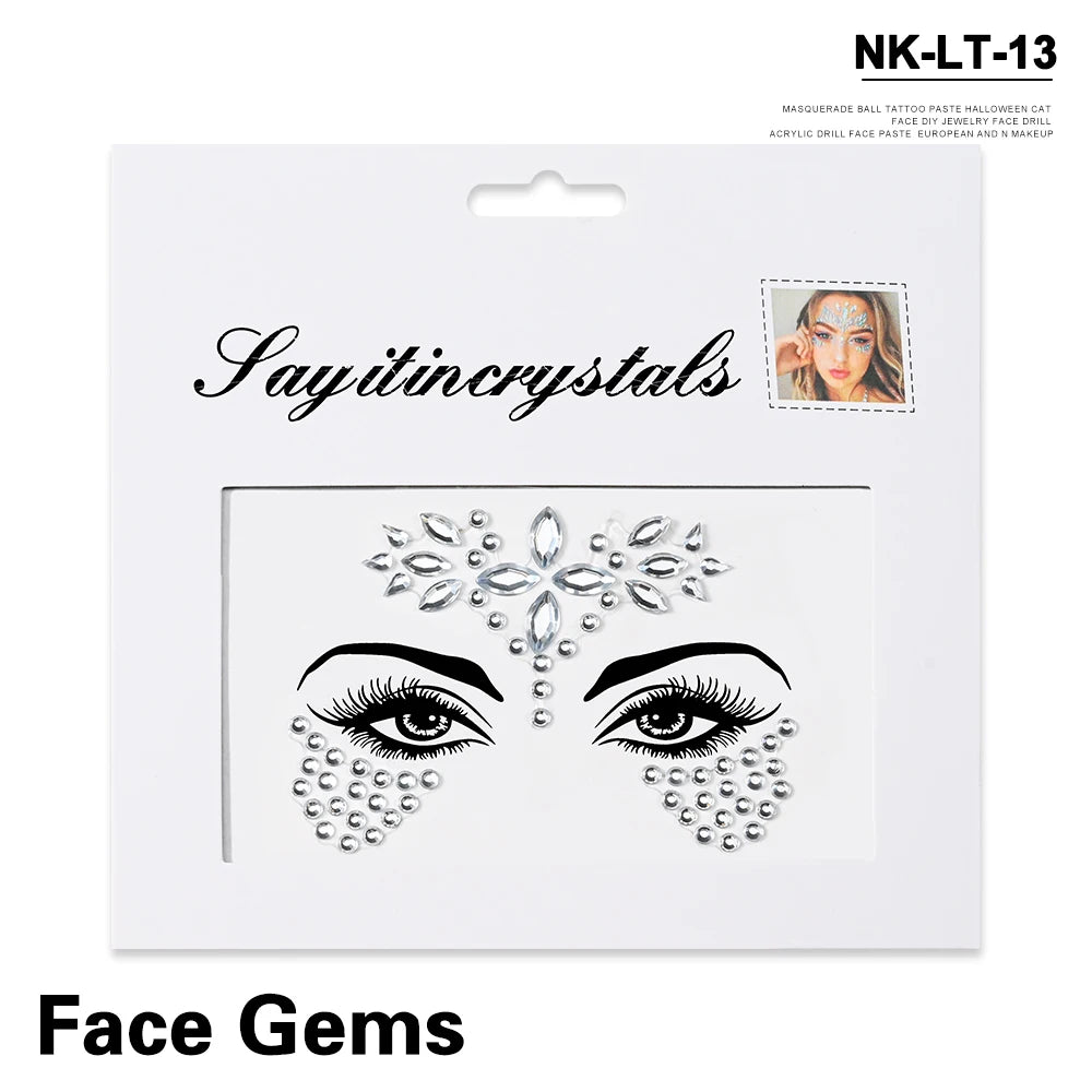 💎Galaxy Goddess – Joyas Adhesivas 3D Multicolor para Rostro 💠✨47 variantes a elegir