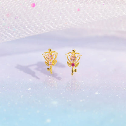 💫Set Pendientes y Collar "Magic Wand" 🧚‍♀️ Estrellas Rosas con Toque de Hada