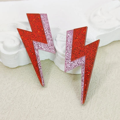 💫Electric Flash ⚡ Pendientes Rayo Acrílico con Brillo Multicolor🎨18 variantes a elegir