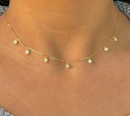 🌟 Disco Drops 💧 Choker Plata 925 con Mini Charms de Zirconia✨ 10 variantes