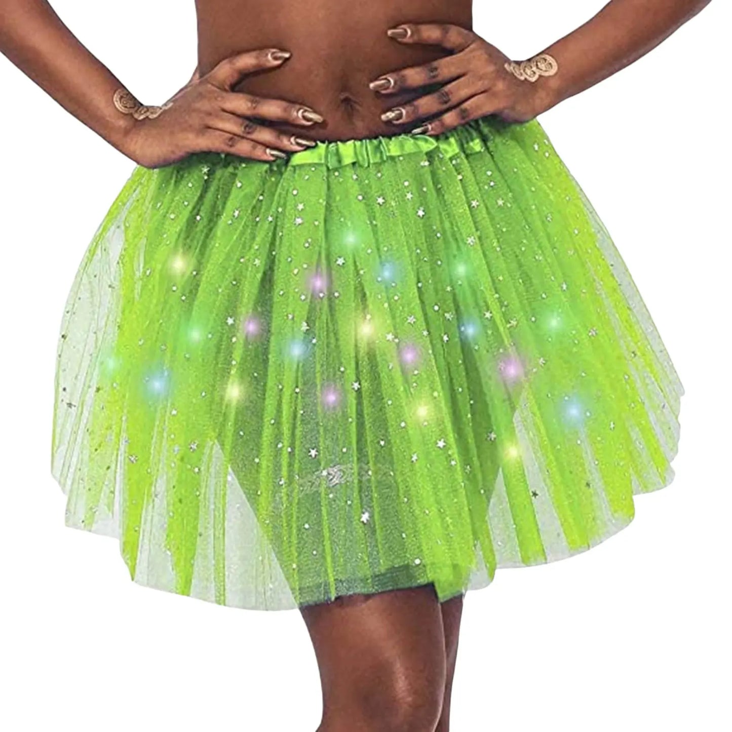 🌟 Falda Starlight LED – Tulle + estrellas + Luz 🔮✨9 colores a elegir