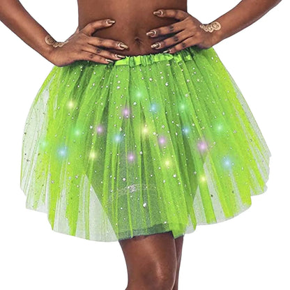 🌟 Falda Starlight LED – Tulle + estrellas + Luz 🔮✨9 colores a elegir