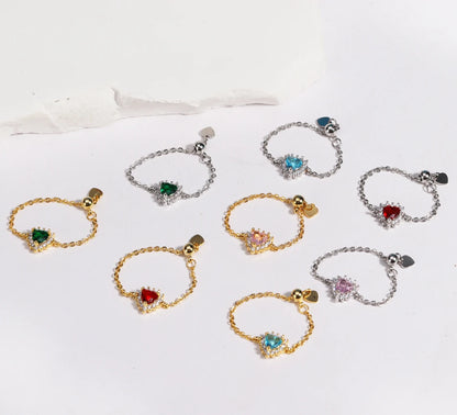 💍Heart Ring Magic 💖 Amor, Color y Poder en Cada Latido ✨Disponible en oro y plata🌈 4 colores a elegir
