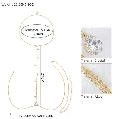 🌊 Mermaid Glow Body Chain – Cadena Body con Strass para Espalda y Cintura