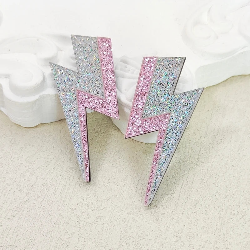 💫Electric Flash ⚡ Pendientes Rayo Acrílico con Brillo Multicolor🎨18 variantes a elegir