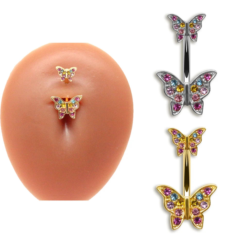 🌈 Piercing ombligo Mariposa Rebelde🦋 22 colores a elegir