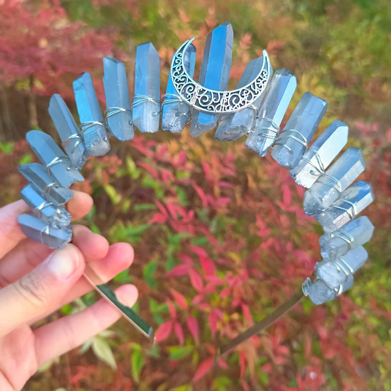 👑Corona Estelar Multicolor 🌙 Tiara de Cristal lunar para Diosas Cósmicas🌈 20 colores a elegir