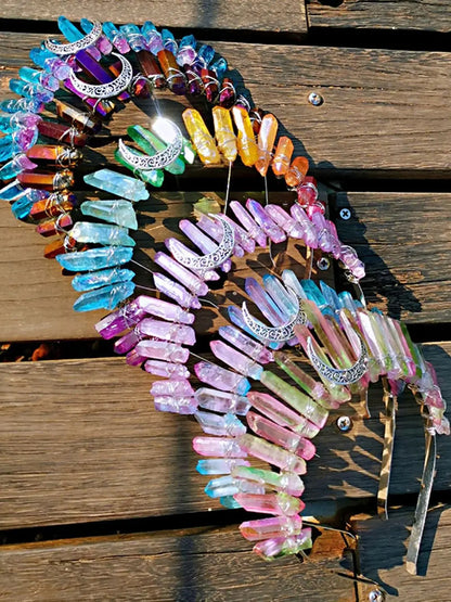 👑Corona Estelar Multicolor 🌙 Tiara de Cristal lunar para Diosas Cósmicas🌈 20 colores a elegir