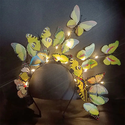🦋 Diadema LED Mariposas  💡 Brilla con Alas Propias🔥 7 colores a elegir