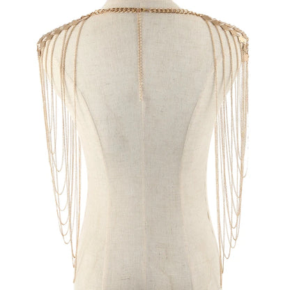 ⚔️✨ Punk Goddess Harness – Collar Cuerpo & Hombros con Flecos Metálicos