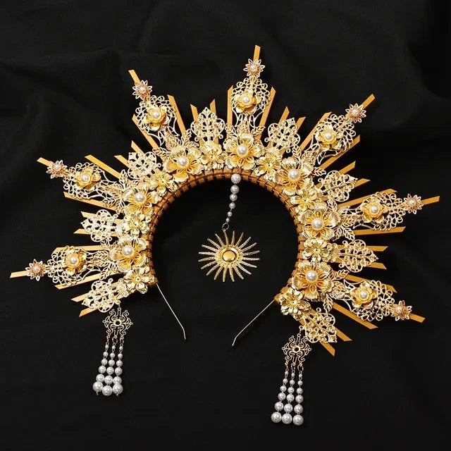 👼 Tocado Virgen Dorada Deluxe ✨Luz Mística en Estado Puro👑 12 variantes