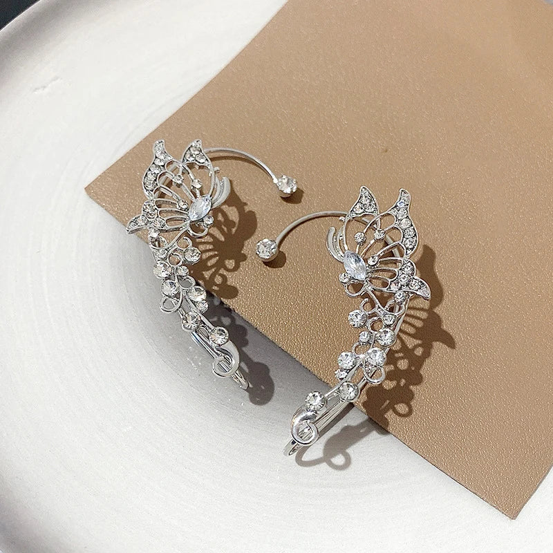 💎"Starlace Wings" 🦋Ear Cuff Clip con Mariposa, Cristales y Borla Estelar✨ 18 variantes a elegir