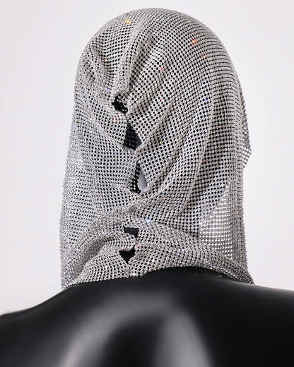 ✨ Crystal Hooded Crop Top – Malla Brillante con Strass