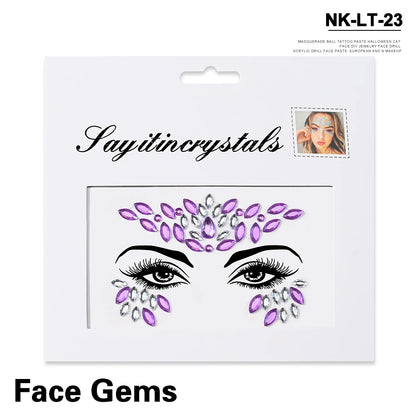 💎Galaxy Goddess – Joyas Adhesivas 3D Multicolor para Rostro 💠✨47 variantes a elegir