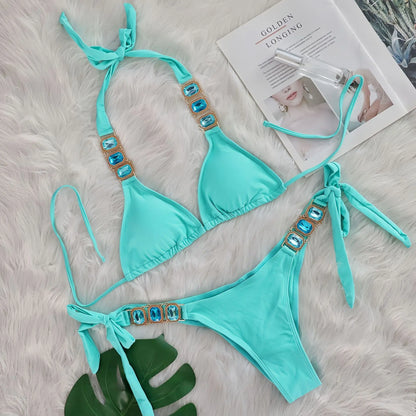 💎 “Starlit Siren” Bikini 2025 – Swimwear con Brillantes 💖 8 Colores de Diosa 🔥✨
