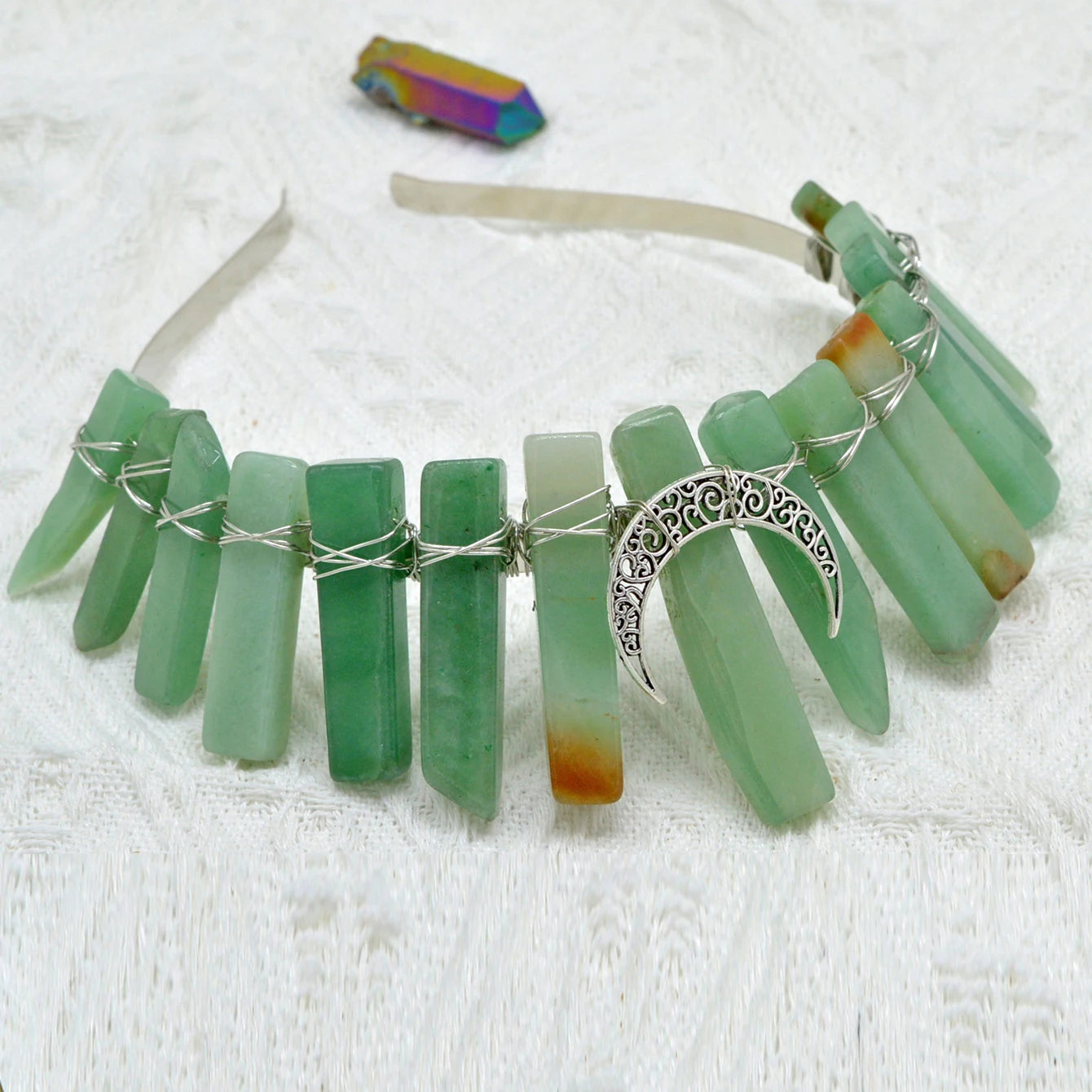 👑Corona Estelar Multicolor 🌙 Tiara de Cristal lunar para Diosas Cósmicas🌈 20 colores a elegir