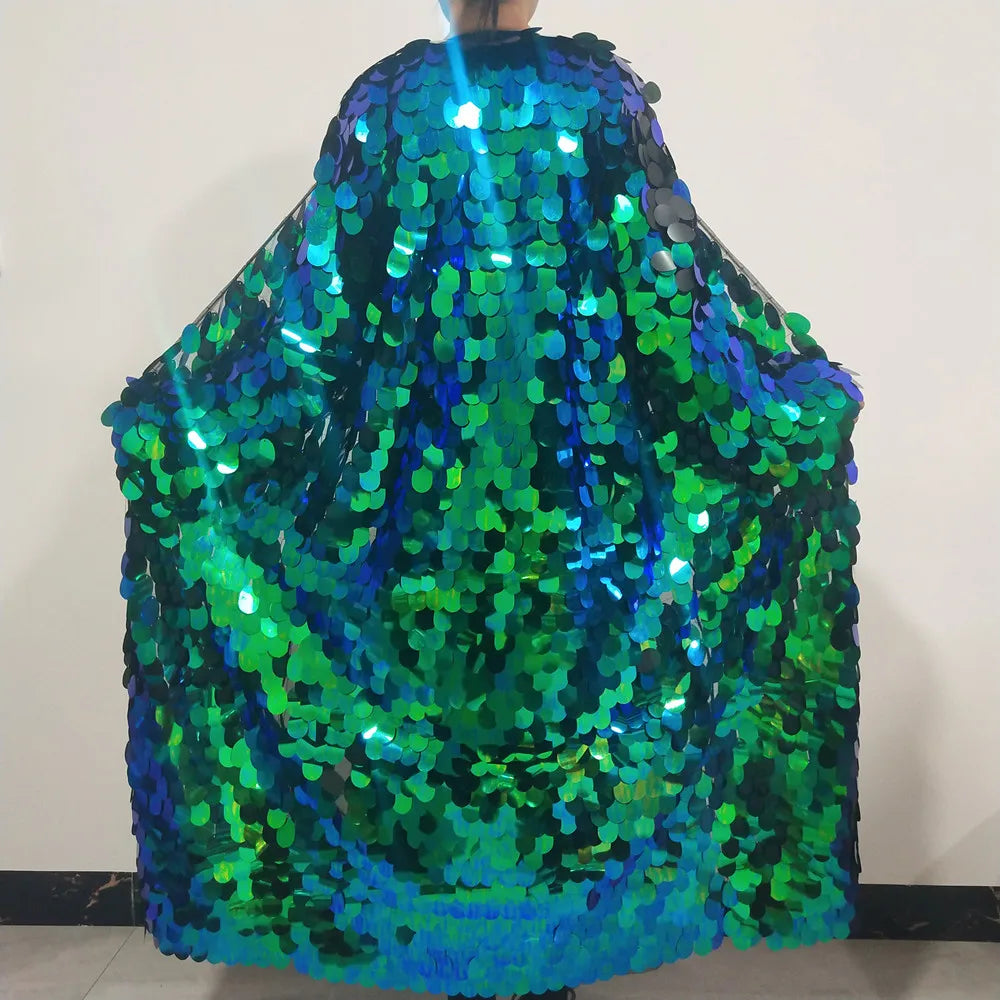 🐚 Sea Queen Cloak — Kimono Largo de Lentejuelas Tornasol 🧜‍♀️ 11 colores a elegir
