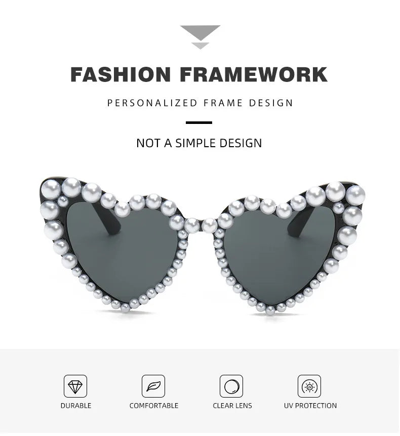 Gafas "Pearl Heartbeat"💘 Glam + perlas + corazones = look princesa rebelde.