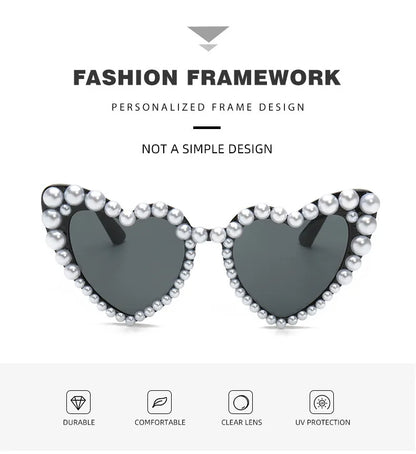 Gafas "Pearl Heartbeat"💘 Glam + perlas + corazones = look princesa rebelde.