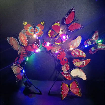 🦋 Diadema LED Mariposas  💡 Brilla con Alas Propias🔥 7 colores a elegir