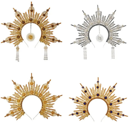 👼 Tocado Virgen Dorada Deluxe ✨Luz Mística en Estado Puro👑 12 variantes