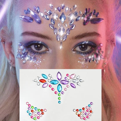 💎Galaxy Goddess – Joyas Adhesivas 3D Multicolor para Rostro 💠✨47 variantes a elegir